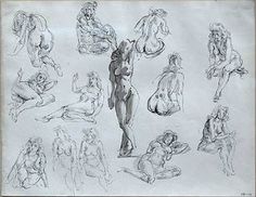 an image of a group of nude women sitting and standing in various poses on paper