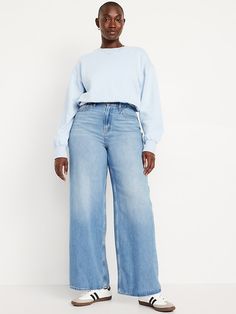 High-Waisted Baggy Wide-Leg Jeans | Old Navy Pajamas Gift, Family Maternity, Family Pajamas, Back Patch, Fall 2024, Wide Leg Jeans, Toddler Boys, Leg Jeans, Old Navy