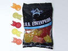 star trek gummy bears are packaged in a bag and ready to be shipped into the package