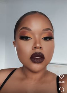 Eyeshadow Looks For Brown Skin, Copper Makeup Look Brown Eyes, Valentine’s Day Make Up Looks Black Women, Hot Makeup Looks, Makeup Ideas For Black Women, Maquillage On Fleek, Mekap Mata, 20 Makeup