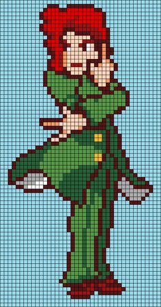 Jojo Alpha Pattern, Jojo Perler Beads, Jjba Pixel Art, Anime Pixel Art Minecraft, Anime Pixel Art Grid Easy, Anime Pixel Art Grid, Pixel Art Grid Easy, Perler Bead Pokemon Patterns, Pixel Art Minecraft