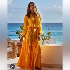 Questions? Leave A Comment Below! Nwt Mustard Maxi Beach Dress, Mustard Maxi Dress For Beach, Flowy Mustard Maxi Dress For Beach, Orange Long Sleeve Maxi Dress For Vacation, Yellow Summer Dress For Beach, Yellow Summer Dress For Beach Cover-up, Casual Yellow Long Sleeve Maxi Dress, Yellow Flowy Dress For Beach Cover-up, Mustard Maxi Dress For Beach In Spring