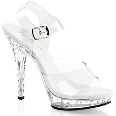 FABULICIOUS LIP-108SDT Clear-Clear Ankle Strap Sandals Clear High Heels, Clear Shoes, Pleaser Shoes, Prom Heels, Open Toe High Heels, Rhinestone Heels, Platform Stilettos, Studded Sandals, Clear Heels