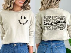 Our dance instructor sweatshirt is perfect for any dance teacher who loves to share their passion for dance! Whether they're teaching at the dance studio or leading a class online,this sweatshirt is the perfect addition to their dance wardrobe. Designed with a fun and retro aesthetic, this crewneck features a cozy and comfortable fit,making it perfect for all-day wear!  ♡ STYLE Say hello to your new favorite sweatshirt! Our sweatshirts are made with the highest quality materials and are super so Coach Sweatshirt, Dance Coach, Dance Teacher Gifts, Dance Instructor, Teacher Sweatshirt, Dance Teacher, Dance Studio, Retro Aesthetic, The Dance