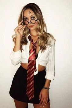 CUTE & CHIC WOMENS HALLOWEEN COSTUMES FOR HALLOWEEN 2021 Uniform Costume Ideas, Harry Potter Party Outfit Costume Ideas, Harry Potter Halloween Outfit, Cute Harry Potter Halloween Costumes, Draco Malfoy Costume Female, Harry Potter Costume Party, Female Harry Potter Costume, Harry Potter Womens Costume, Cute Diy Halloween Costumes For Women