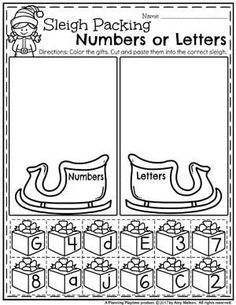 a printable christmas letter and number worksheet