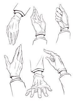 hands with different gestures drawn in black and white