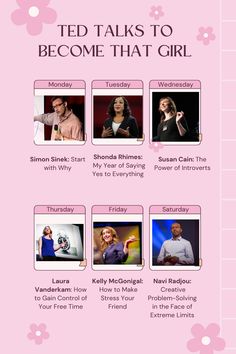 the ted talks to become that girl poster is shown in pink and has four different women on