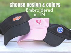 Tennessee visor, tristar visor, tri star visor, Tennessee clothing, Tennessee accessories, Tennessee birthday gift, Tennessee Christmas gift by DistinctHeadwear on Etsy Star Flag, State Design, Poodle Mom, Tri Star, Messy Bun Hat, Bun Hat