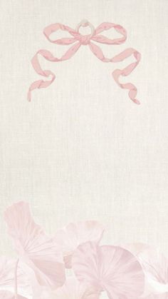 pink flowers and ribbon on white background