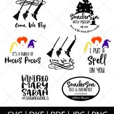 six svg files for halloween sayings