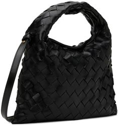 Intrecciato-woven grained calfskin shoulder bag in black. · Integrated carry handle · Adjustable and detachable crossbody strap · Magnetic closure · Buffed calfskin lining · Gold-tone hardware · H7.5 x W10 x D2 Supplier color: Black/Brass Black Shoulder Bag With Intrecciato Weave And Double Handle, Black Double Handle Shoulder Bag With Intrecciato Weave, Black Leather Shoulder Bag With Intrecciato Weave, Evening Shoulder Bag With Double Handle In Woven Leather, Evening Shoulder Bag With Double Handle And Woven Leather, Black Leather Intrecciato Shoulder Bag, Black Leather Intrecciato Weave Shoulder Bag, Evening Double Handle Woven Leather Shoulder Bag, Black Intrecciato Weave Shoulder Bag With Double Handle