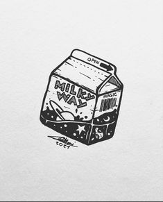 a drawing of a milk carton on paper