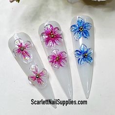 Poly Gel Flower Nails, 3d Gel Flower Nails, Gel 3d Nail Art, 3d Nail Art Flowers, Nail Flowers, 3d Flower Nails, Flower Nail Art, Hard Gel, 3d Nail