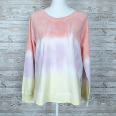 This Is A New Tie Dye Sweatshirt. Armpit To Armpit: Xs20" S21" M22" L23" Xl24" Length: Xs23" S24" M25.5" L25.5" Xl25.5" Pastel Long Sleeve Cotton Tops, Purple Cotton Color Block Tops, Purple Color Block Cotton Tops, Pink Color Block Tops For Loungewear, Spring Lavender Crew Neck Sweatshirt, Lavender Crew Neck Sweatshirt For Spring, Spring Purple Crew Neck Sweatshirt, Purple Crew Neck Sweatshirt For Spring, Pastel Crew Neck Spring Top