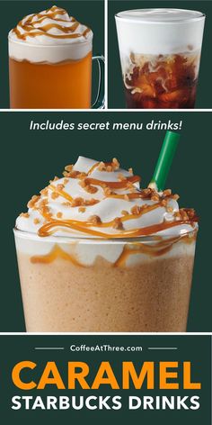 the caramel starbucks drinks recipe is shown