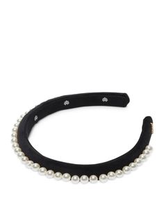 Lele Sadoughi Velvet Faux Pearl Headband Headband Jewelry, Lele Sadoughi, Pearl Headband, Accessories Hair, Black Cream, 4 H, Faux Pearl, Mens Bracelet, Black Hair