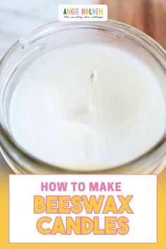 a glass jar filled with beeswax candles