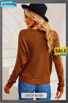 Brown Textured Knit Round Neck Dolman Sleeve Sweater Fall Ribbed Crew Neck Outerwear, Fall Crew Neck Ribbed Outerwear, Casual Brown Knit Top For Fall, Soft Knit Cardigan With Batwing Sleeves For Fall, Textured Knit Top With Batwing Sleeves For Fall, Soft Knit Batwing Sleeve Cardigan For Fall, Slouchy Textured Knit Sweater For Fall, Brown Knit Top For Fall, Slouchy Ribbed Sweater For Fall