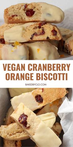 two images of a stack of vegan cranberry orange biscotti cookies Vegan Biscotti Recipe, Cranberry Orange Biscotti, Cranberry Biscotti Recipe, Orange Biscotti, Cranberry Biscotti, Orange And Cranberry, Vegan Xmas, Vegan Christmas Cookies, Plant Based Recipes Breakfast