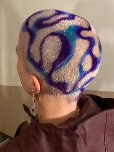 Painted by my girlfriend <3 Shaved Hair Color Designs, Blonde Buzzcut With Designs, Buzz Dyed Hair, Buzzcut Hair Dye, Female Buzzcut Dyed, Shaved Head Aesthetic, Box Braids Undercut, Colored Undercut, Hairstyles Thick Wavy Hair