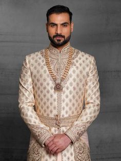 Bespoke Designer Beige Heavy Embroidered Wedding Sherwani Latest custom made Beige Heavy Embroidered sherwani with kurta chudidar . The latest heavy jute sherwani embroidered sherwani is best choice for wedding wear . It is suited for Indian and Pakistani wedding wear . One of the standout features of this sherwani is the intricate embroidery adorning its surface. Our skilled artisans have meticulously handcrafted every detail, using fine threads and intricate patterns that showcase traditional Indian craftsmanship at its best. The embroidery showcases a harmonious blend of motifs, ranging from floral designs to intricate geometric patterns, creating a visually stunning ensemble that captures attention and admiration . Please note there can be slightly difference between the image and t Welcome To Our Wedding, Indian Wedding Dress, Kurta Designs