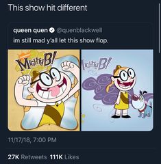 an image of cartoon characters with caption that reads, this show hit different queen queen queen