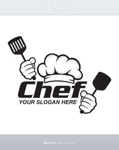 a chef holding a spatula and cooking utensils with the word chef on it