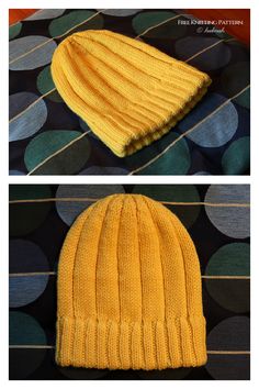 two pictures of the same yellow hat