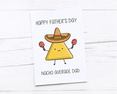 a happy father's day card with a cartoon character wearing a sombrero