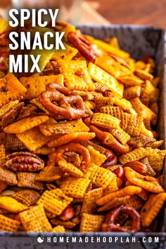 the homemade snack mix is ready to be eaten