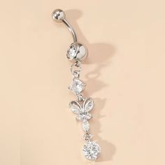 Brand New Dangle Belly Button Ring Butterfly And Stones Zircon Stones Stainless Steel Size: 14g Length: 2.4” Approximately Dragon Goddess, Belly Button Piercing Rings, Pretty Piercings, Piercing Rings, Ring Butterfly, Pear Wedding Ring, Tassel Necklace Boho, Belly Piercing Jewelry, Brown Beaded Necklace