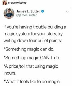 Magic System, Book Writing Inspiration