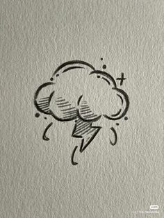 a drawing of a cloud with lightning coming out of it