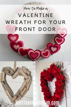 valentine's day wreath for your front door that is easy to make and so cute