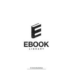 the e book library logo is shown in black and white, as well as an image of