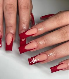 Red French Tip Christmas, French Tip Simple, French Tip Christmas, Red Sparkly Nails, Red French Tip, Red French, Diy Acrylic Nails, Subtle Nails