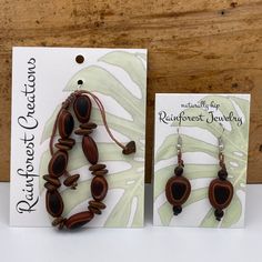 This unique jewelry is handmade with seeds sustainably collected from rainforests in Central America. Each set contains an adjustable bracelet and pair of matching earrings. Fair Trade. Work Gifts, Central America, Adjustable Bracelet, Matching Earrings, Fair Trade, Seeds, Bracelet, Unique Jewelry