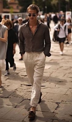 Mens Fashion Smart, Mens Linen, Herren Outfit, Mode Masculine, Stylish Mens Outfits, Modieuze Outfits, Men Street