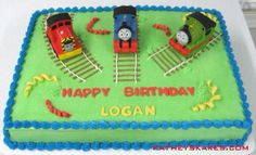 a birthday cake with thomas the train on it