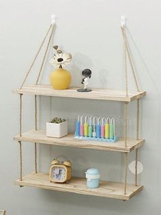 three tiered shelfs with various items on them