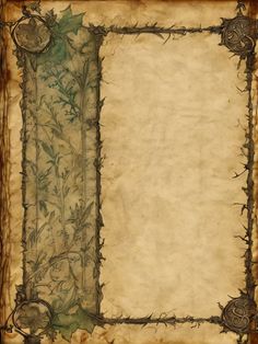 an old paper with vines on it and a border around the edges that has been drawn