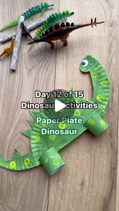 paper plate dinosaur craft for kids to make with their own hands and feet on the floor