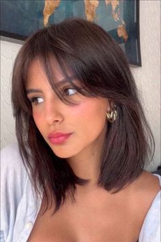 Pin description Short Haïr Cut With Bangs, Haïr Cut Short Hair, Bob Hair With Curtain Bangs, Short Brown Hair With Curtain Bangs, Short Brunette Hair With Bangs, Short Hair Cuts For Women With Bangs, Haircut Short Hair With Bangs, French Bangs Short Hair, Short Cute Haircuts