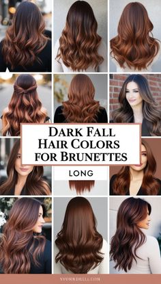 Explore a curated collection of luxurious dark fall hair colors tailored for long brunettes. This board showcases the perfect shades to complement the autumn season, from rich chocolate browns to deep mahogany and sophisticated dark coppers. Discover inspiration for your next color transformation and find the ideal hue to enhance your long locks with a touch of seasonal elegance. Whether you're seeking a dramatic change or subtle updates, these dark fall hair colors will ensure your brunette mane stands out this fall Dark Fall Hair Colors, Dark Fall Hair, Fall Hair Color For Brunettes, Long Brunette, Long Locks, Fall Hair Color, Fall Hair Colors, Homecoming Hairstyles, Hair Color Dark