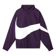 Nike Big Swoosh Sportswear Full Cardigan Woven Stand Collar Jacket For Men Purple AR3133-525 (Men's) Nike Sport Coat For Fall, Nike Fall Sport Coat, Nike Sporty Sport Coat For Fall, Purple Winter Track Jacket Sportswear, Nike Purple Outerwear For Streetwear, Nike Purple Fall Outerwear, Stand Collar Jacket, Purple Nikes, Stand Collar Jackets