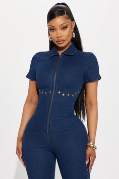 Something About This Denim Jumpsuit - Dark Wash | Fashion Nova, Jumpsuits | Fashion Nova Jodie Joe, Female References, Sky Blue Dress, Play Suit, Army Women, Fashion Nova Models, Hack Tool, Jumpsuit Fashion, Denim Jumpsuit