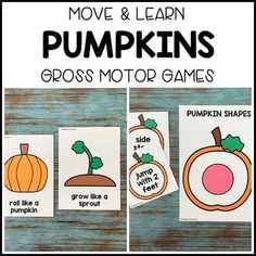 pumpkins gross motor game for kids to learn how to move and learn pumpkins