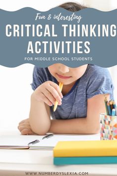 Engage young minds with our collection of Critical Thinking Activities for middle school. These activities are designed to foster analytical skills and encourage thoughtful problem-solving. Tailored for the middle school level, they provide a variety of exercises that stimulate critical thinking and cultivate a deeper understanding of various subjects. These activities aim to develop cognitive abilities in a structured and educational manner for middle school students. #criticalthinking Activities For High School Students, Activities Middle School, Writing Argumentative Essays, Creative Thinking Activities, Homework Hacks, Activities For High School, Ielts Essay, Analytical Skills, Thinking Games