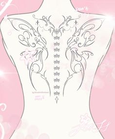 the back of a woman's body with tattoos on it